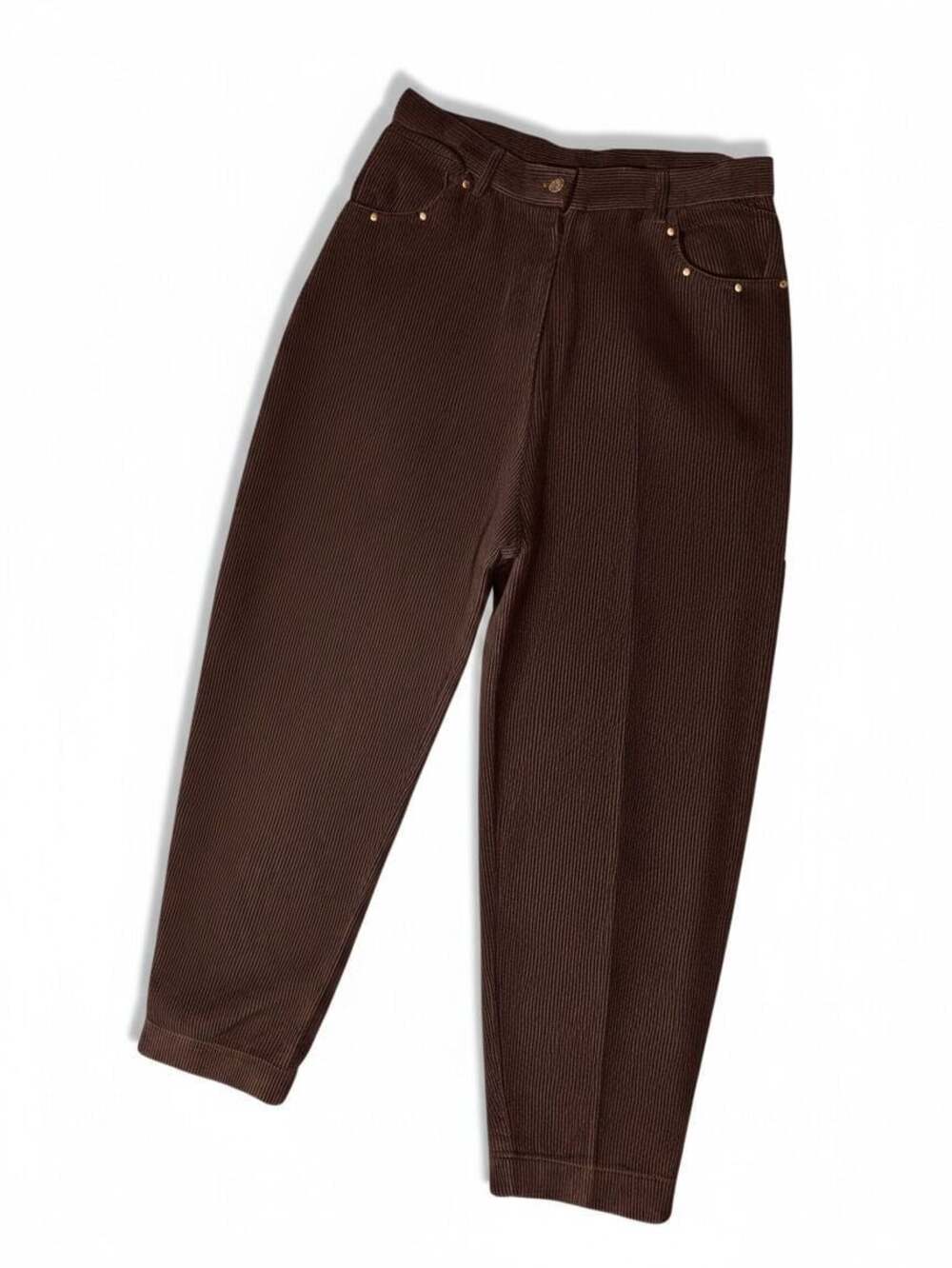 Erica Brooke Collection Brown Corduroy Pants with Gold Rivets Size L